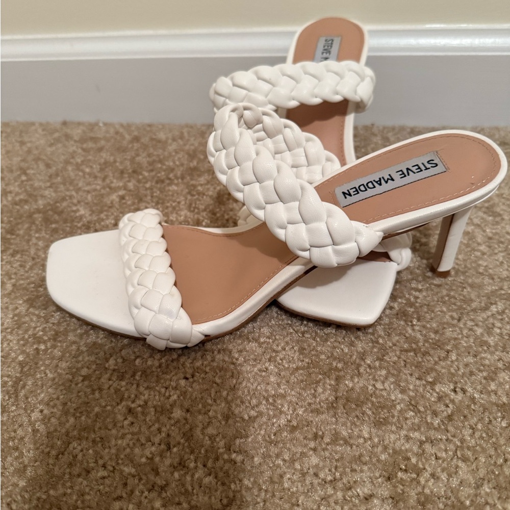 Steve Madden Braided White Heels